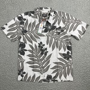 Quiksilver Waterman Button Shirt Mens L Shonan Hawaiian Palm Tencel Comfort Fit